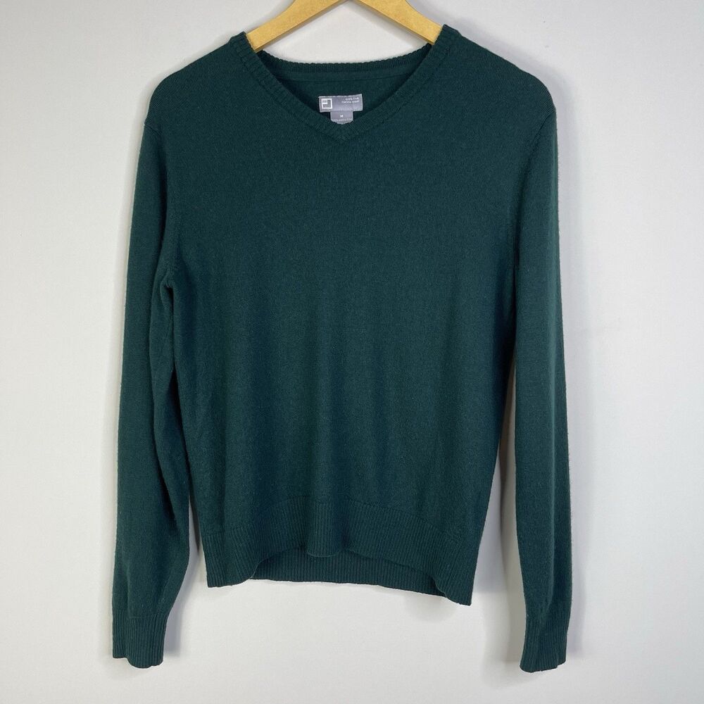 JCP Women’s Size M Merino Wool V-Neck Sweater Long Sleeve Extra Fine Minimalist